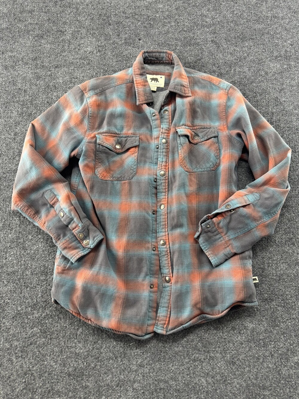 Dakota Grizzly Shirt Mens Medium Gray Plaid Lined Flannel Snap Front Pockets